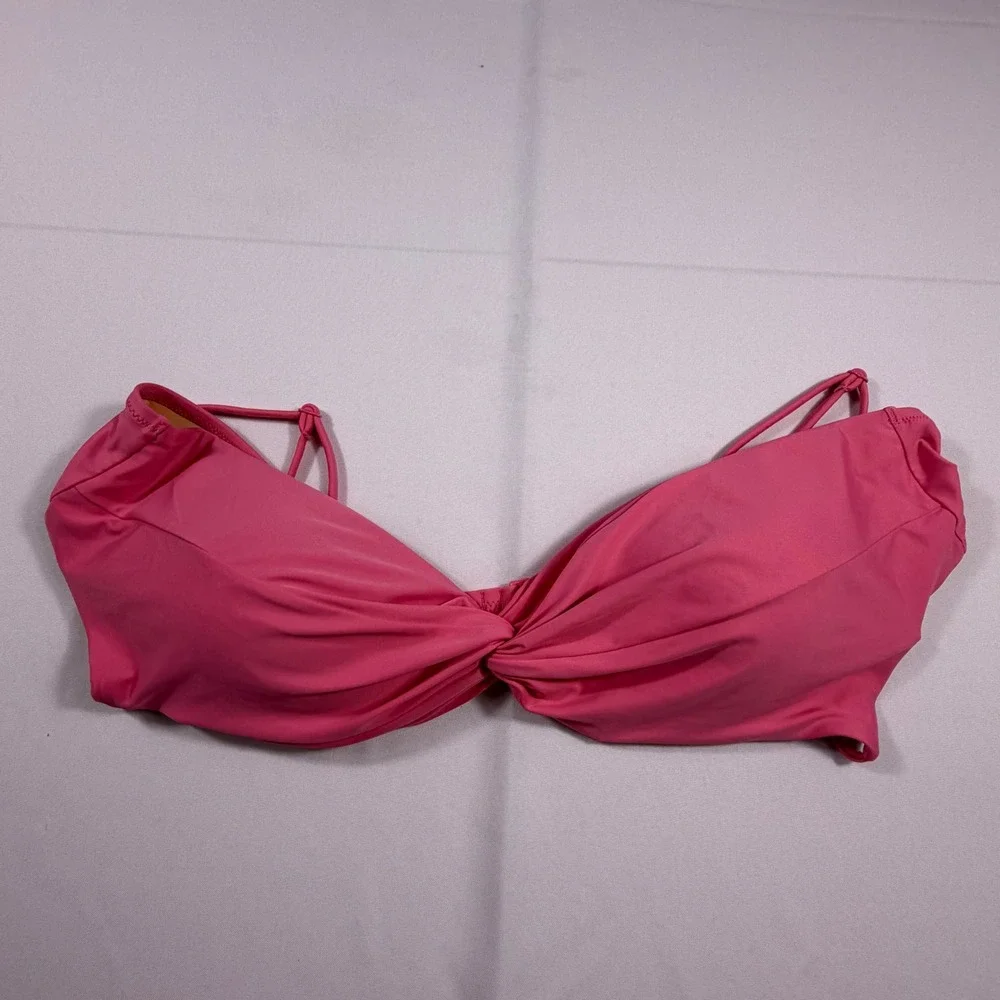 J.Crew Re-Imagined Pink Twist Front Bandeau Bikini Top BH559 Womens 3X